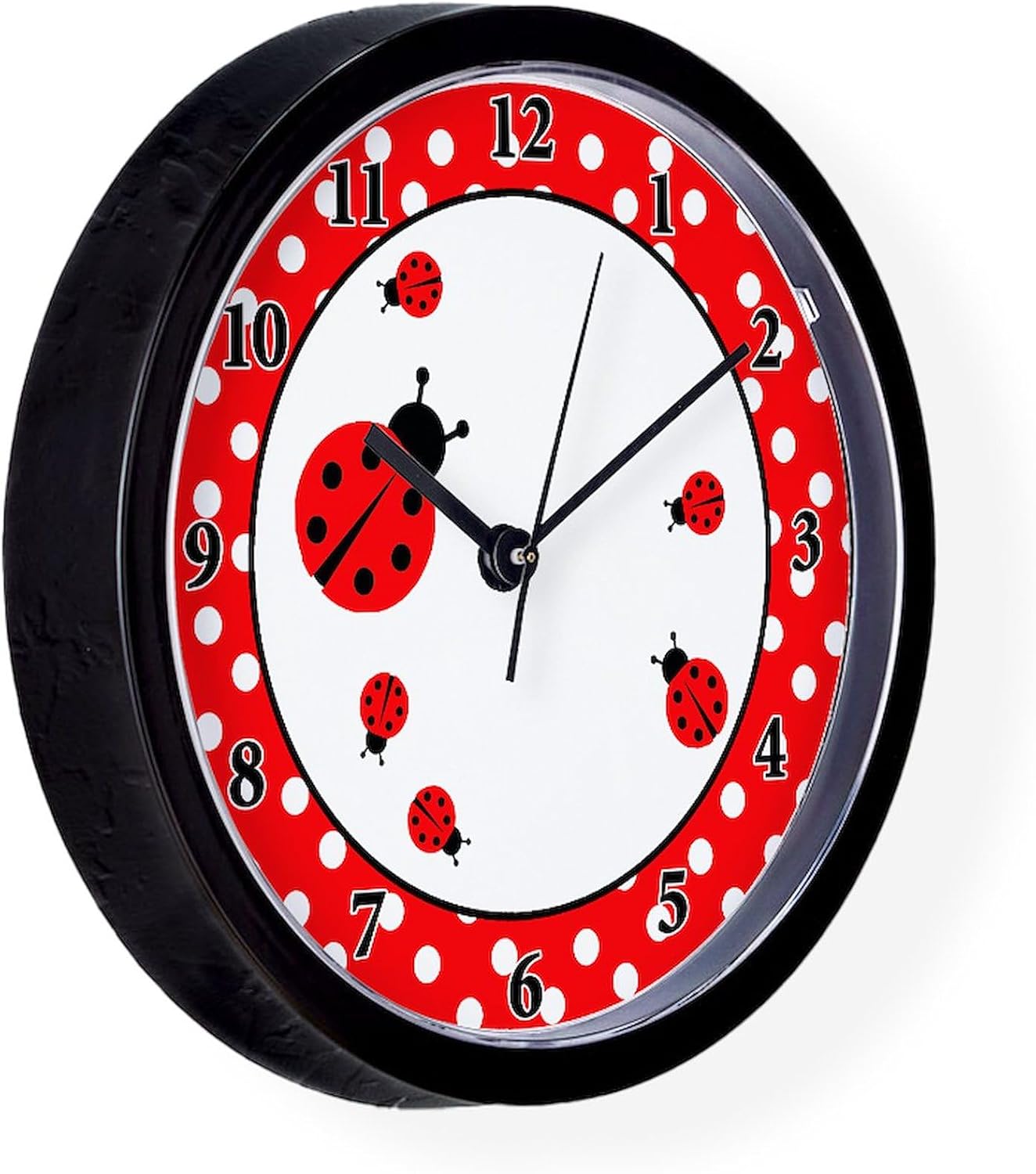 CafePress Ladybugs Wall Clock Red/White Dot 10" Wall Clock for Livingroom, Kitchen, or Office