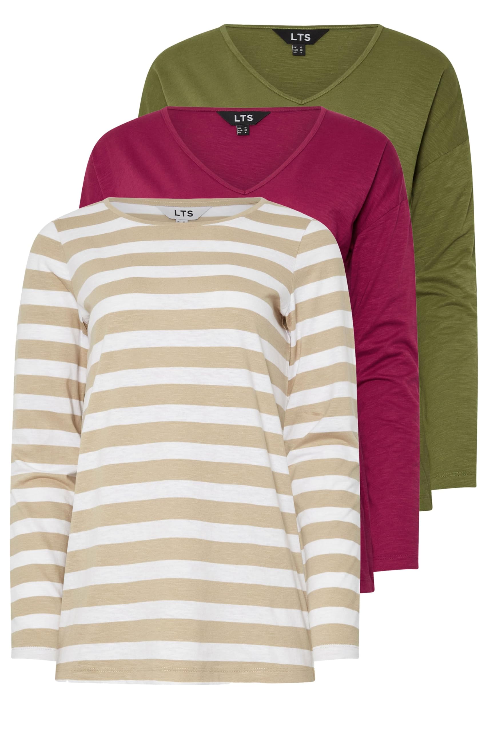 Long Tall Sally Women's Pink Tall 3 Pack Long Sleeve T-Shirts In | Size: 18