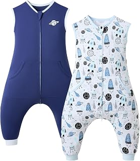 2 Pack Sleep Sack with Legs, Baby Wearable Blanket, 0.5 TOG Toddler Sleeping Sack with Feet Sleep Sacks (Planet, 2T-3T)