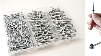 500pcs Aluminum Blind Rivets Assortment Kit with Stainless Steel Washers, Multiple Sizes 1/8" 5/32" 3/16" for DIY Projects and Home Repairs