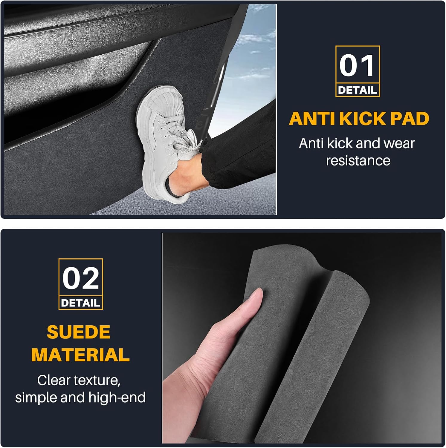 KUNGKIC for Mazda 3 2019-2025 Car Door Anti Kick Pad Protective Stickers Interior Decals Accessories Self-Adhesive Side Edge Protection Mat Cover (9002 Color Suede)