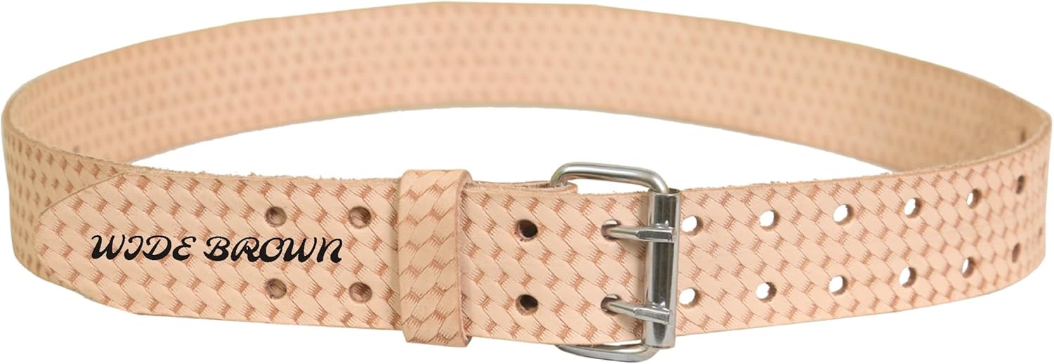 Wide Brown Heavy-Duty Embossed Leather Tool Belt, all size