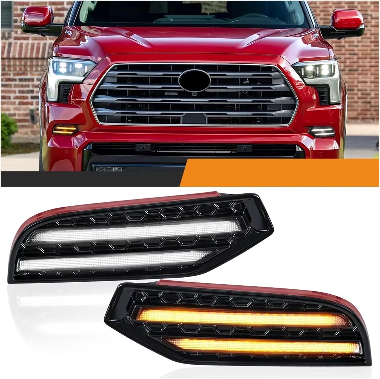 Compatible For Toyota Sequoia 2023 Fog Lamp DRL Daytime Running Light LED Turn Signal Auto Front Bumper Turn Signal Light Car Accessories