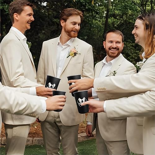 Miniatura 6 de PartyGifts&beyond Regalos de padrinos de boda, 7 tazas de 16 onzas para novio y escuadrón de novio para despedida de soltero, vaso de acero