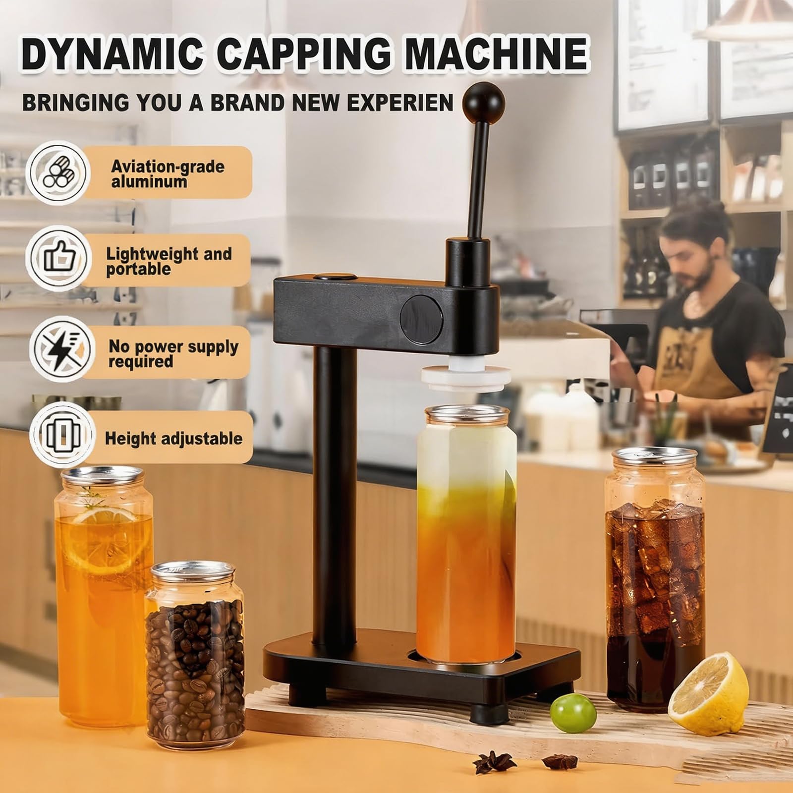 Máquina Selladora Manual De Latas De 2", Máquina De Cierre De Vasos De Aleación De Aluminio Con Escala De Capacidad, Base Antideslizante De Goma, Cierre Hermético A Prueba De Fugas En 1-2