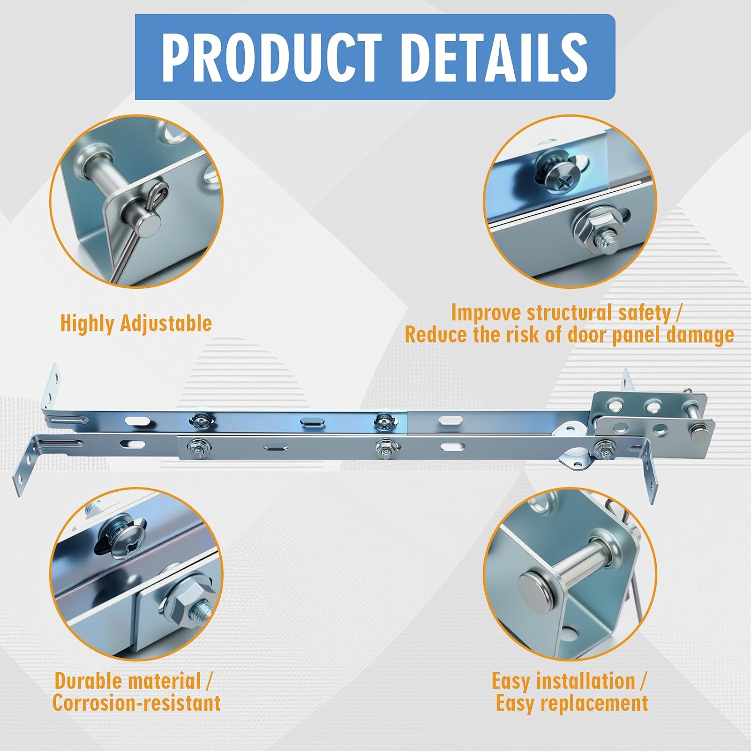 Garage Door Reinforcement Bracket Adjustable Opener Operator Bracket Garage Door Hardware Replacement Accessories Silver Galvanized Steel Compatible with Various Models(Silver)