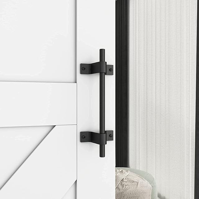 BARNSMITH 10"/25cm Black Sliding Door Pull Handle Steel Closet Barn Door Handle Heavy Duty Side Mount Gate Handle