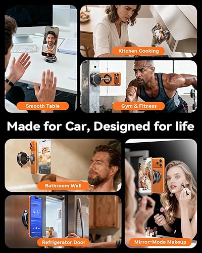Miniatura 7 de Soporte de teléfono para automóvil Magsafe [108+LBS de succión más fuerte y 3000gf magnético] Soporte magnético de vacío para tu automóvil Soporte