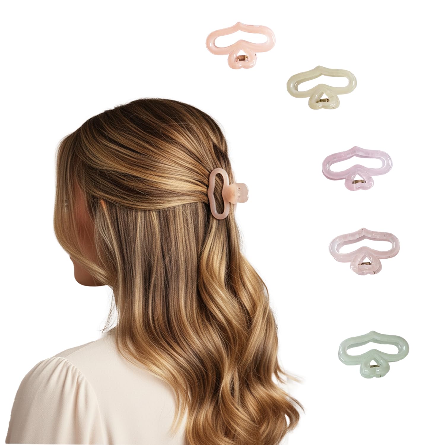 KARP ヘアクリップ レディース ガールズ 5個 クラッチャー 20個 ラバーバンド付き 細い/ミディアムファインヘア ノンスリップ 小さな爪 すべてのタイプの髪にフィット(K2535 - スタイル - 2)