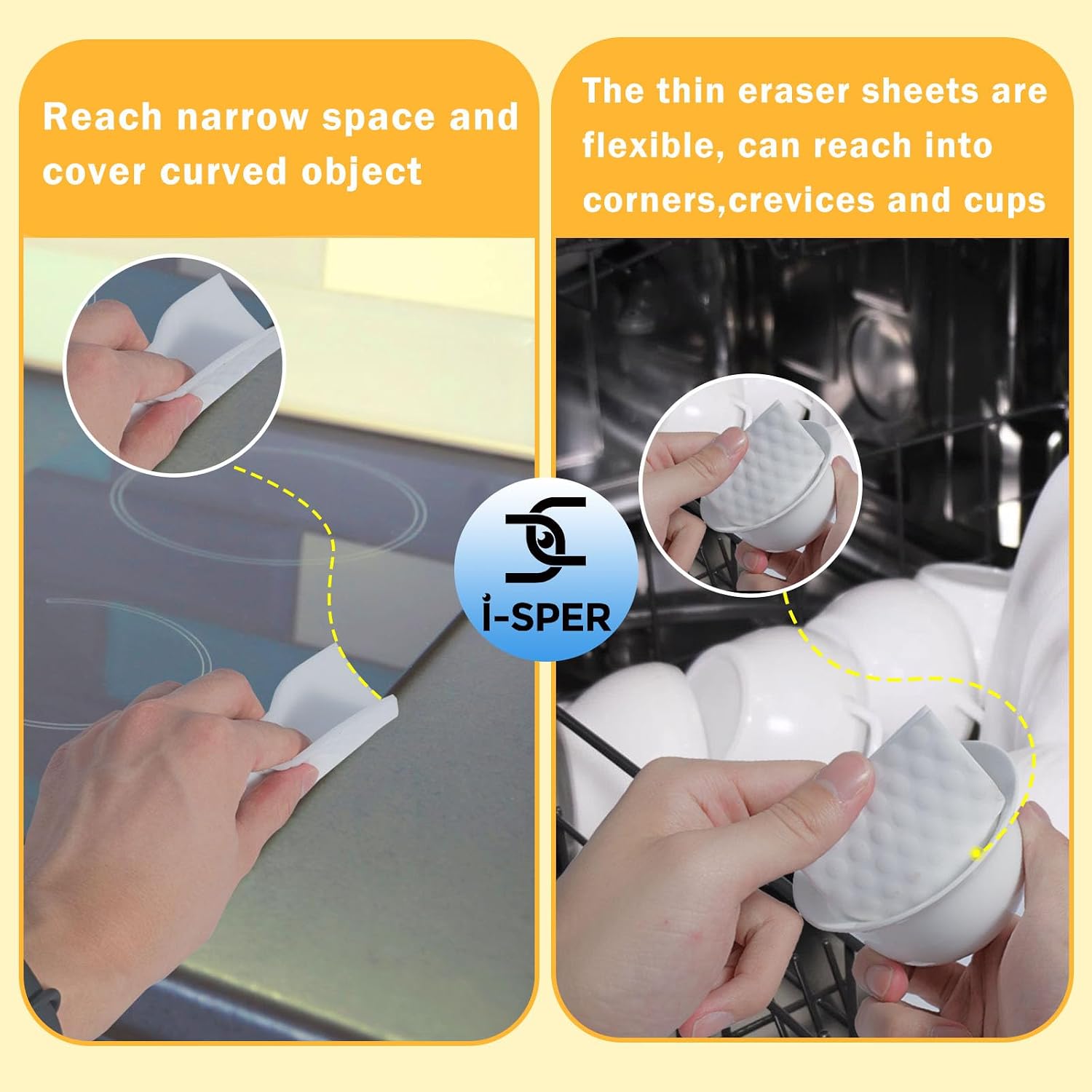60 Pcs Thin Magic Sponge Sheets |Reusable Scrub Pad Singles | Convex Point
