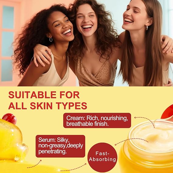 Brightening Serum + Skin Brightening Cream For Face, (30ml + 50g) | Vitamin C Illuminating Skincare Set,Vitamin C Face Serum + Brightening Moisturiser For Glowing Skin For Dull,Dehydrated Skin