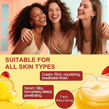 Brightening Serum + Skin Brightening Cream For Face, (30ml + 50g) | Vitamin C Illuminating Skincare Set,Vitamin C Face Serum + Brightening Moisturiser For Glowing Skin For Dull,Dehydrated Skin