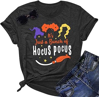 Halloween Shirt Women Hocus Pocus Shirts Sanderson Witch Tee Graphic Tshirt Short Sleeve Fall T-Shirt Tops