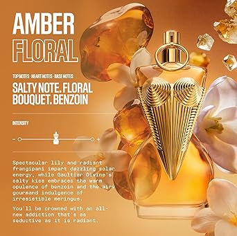 Jean Paul Gaultier Gaultier Divine Le Parfum Intense for Women - Long Lasting Floral Amber Women's Eau de Parfum with Lily, Frangipani, Sea Salt & Benzoin - Refillable Designer Fragrance Spray, 1.7 oz