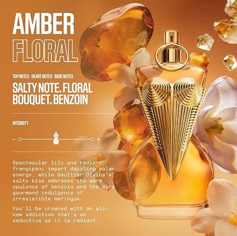 Jean Paul Gaultier Gaultier Divine Le Parfum Intense for Women - Long Lasting Floral Amber Women's Eau de Parfum with Lily, Frangipani, Sea Salt & Benzoin - Refillable Designer Fragrance Spray, 1.7 oz