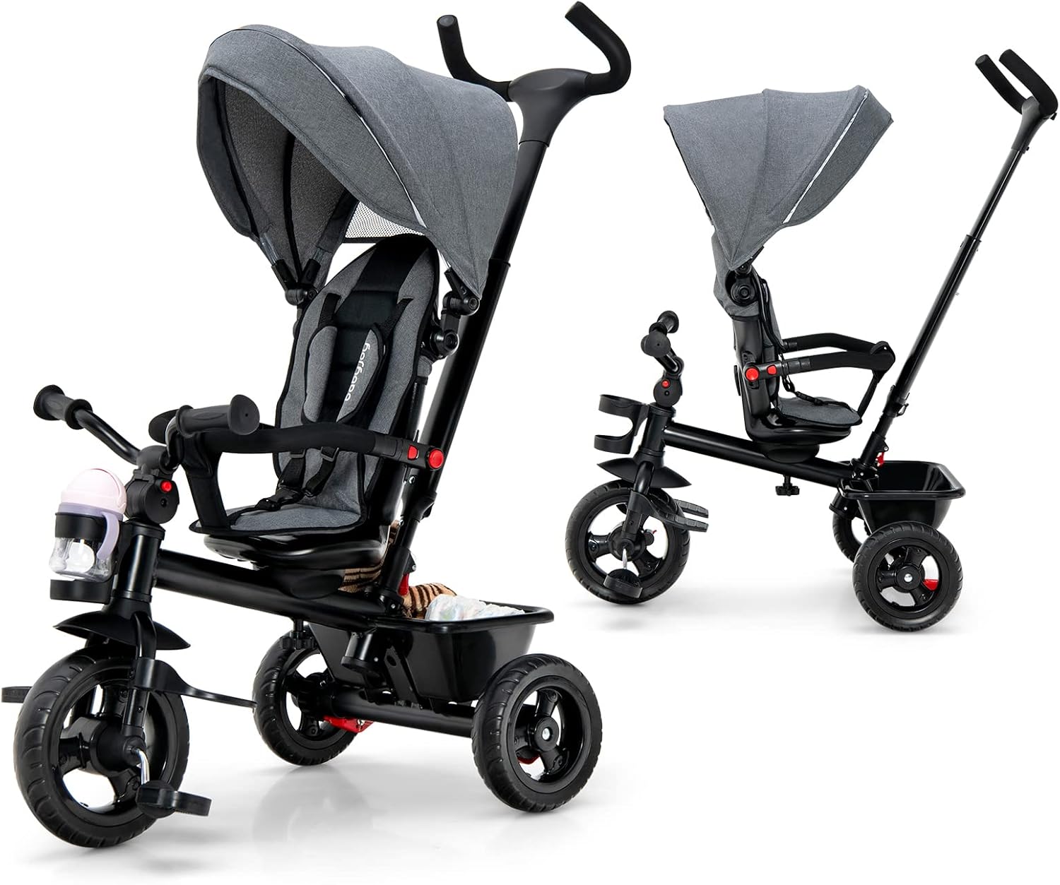 BABY JOY Tricycle, 5 in 1 Toddler Bike W/Removable Push