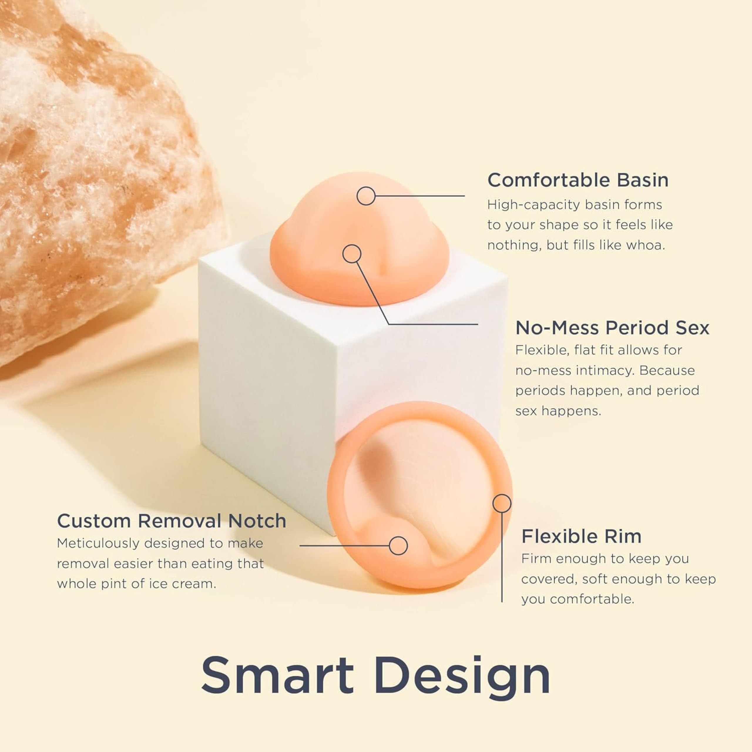 Disque menstruel Saalt – Disque réutilisable pour une protection de 12 heures – Sans BPA ni latex – Retrait facile – Doux, flexible et confortable - taille Petit, Corail