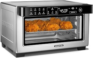Gourmia GTF1188SSA Digital Air Fryer Toaster Oven: 12 Presets, Convection, 4-Slice Capacity, Fits 9" Pizza, Stainless Steel