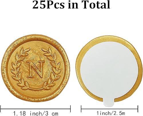 Miniatura 2 de 25 calcomanías adhesivas de cera con letra N doradas, hechas a mano, sin necesidad de sellar, rasgar y usar calcomanías de cera para invitaciones de