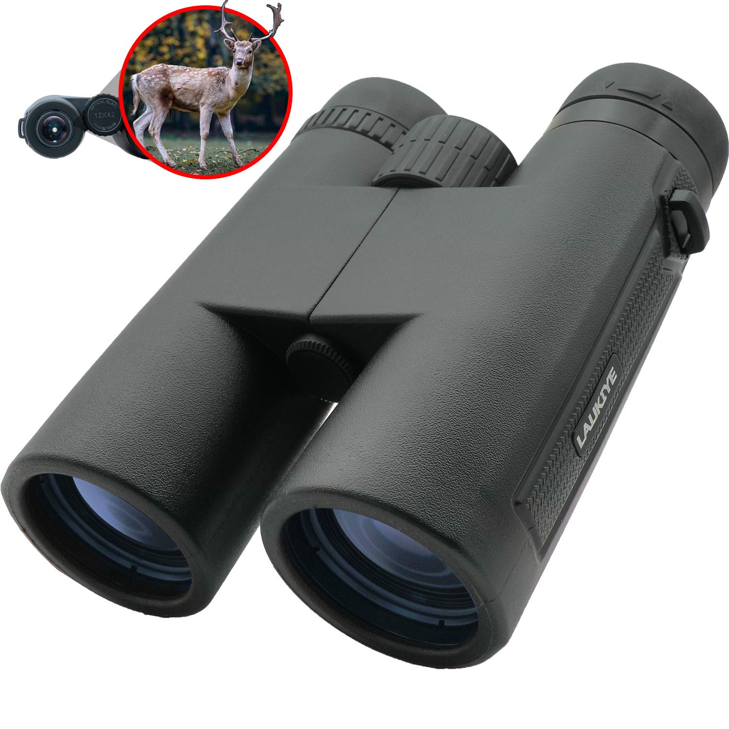 12 x 42 Binoculars for Adults, Compact HD Binoculars with BAK4 FMC Lens Low Light Vision High Power Large Eyepiece Bird Watching Binoculars for Travel, Hiking, Hunting, Sightseeing
