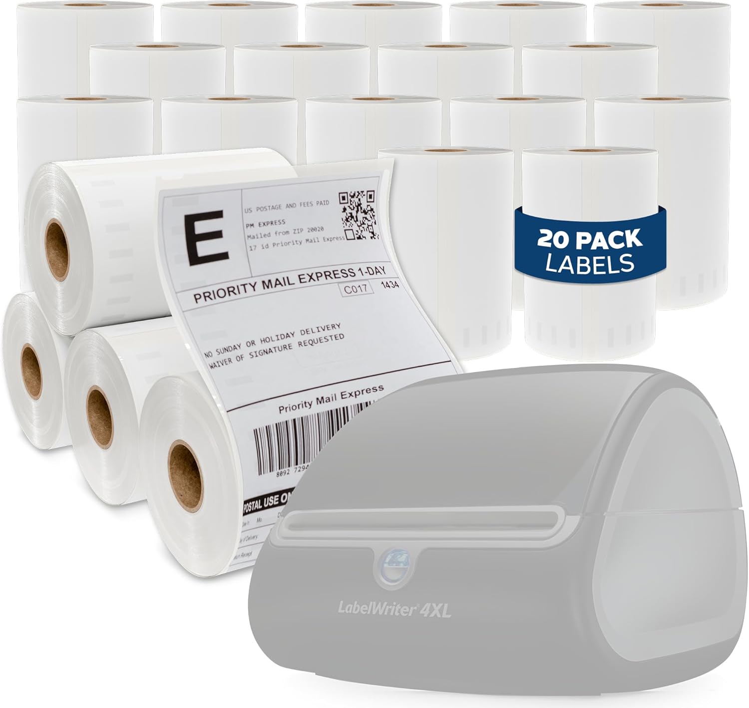 4x6 Thermal Labels Roll - Compatible with Dymo 4XL or Rollo 4x6, Perforated Strong Adhesive, Replaces Dymo 1744907, 250 Per Roll(10 Rolls | 2500 Labels)