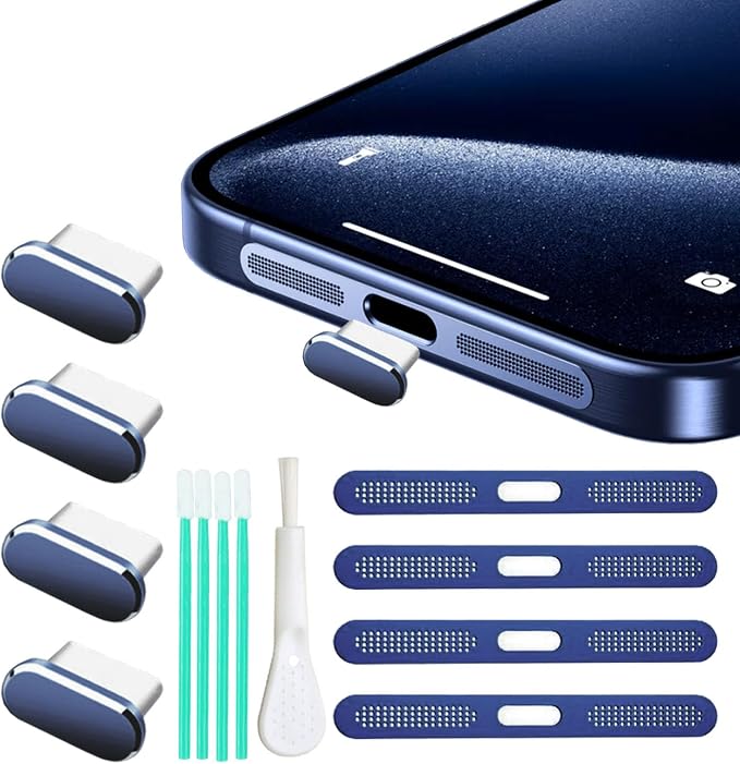 Pack Da 4 Tappi Antipolvere Per Porta USB-C – Tappi In Silicone Con Nastro Anti-Smarrimento Per Smartphone, Tablet E Laptop (Bianco) - 4