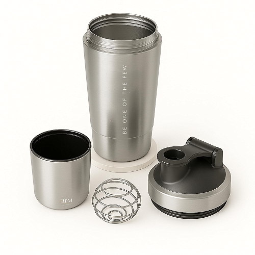 Coqueteleira Aço Inox 600ml com Compartimento Inferior ELLYM NUTRITION Misturador Ideal Shakes (Prata) Coqueteleira Aço Inox 600ml com Compartimento Inferior ELLYM NUTRITION Misturador Ideal Shakes (Prata)