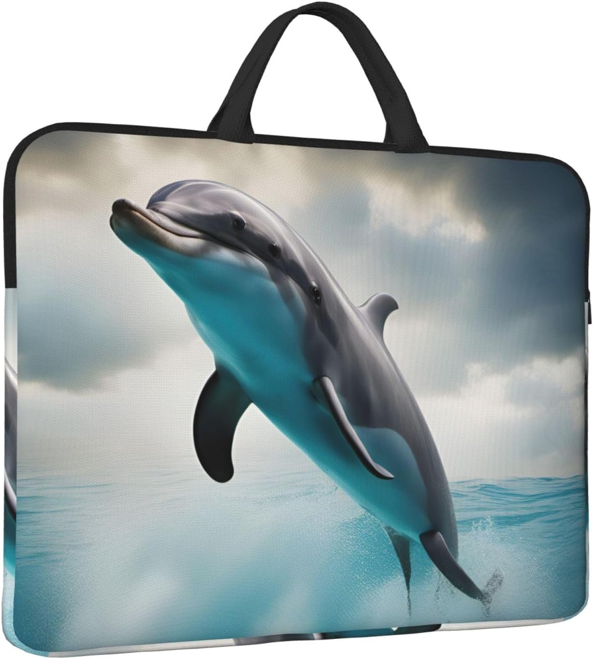 Funny Dolphin Looking at You Print Laptop Case Sleeve Waterproof Notebook Bag for School Office Business Trips Work image 2