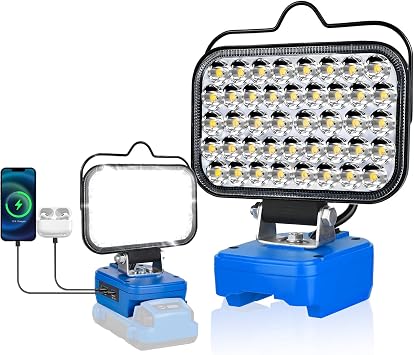 Portable Work Light Compatible with Kobalt 24V Battery, 80W 8000LM Cordless Flood Lights with USB & Type-C for Kobalt Tools, LED Spotlight for Camping,Fishing,Workshop No Battery