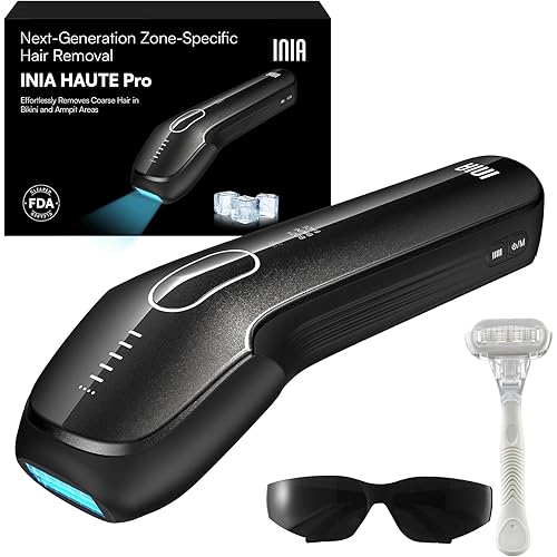 INIA Laser Hair Removal with Ice-Cooling Care for Women and Men, HAUTE Pro Painless at-Home IPL Hair Remover for Coarse Hair in Bikini All Body Areas, Latest Generation for Effective Results (Black)