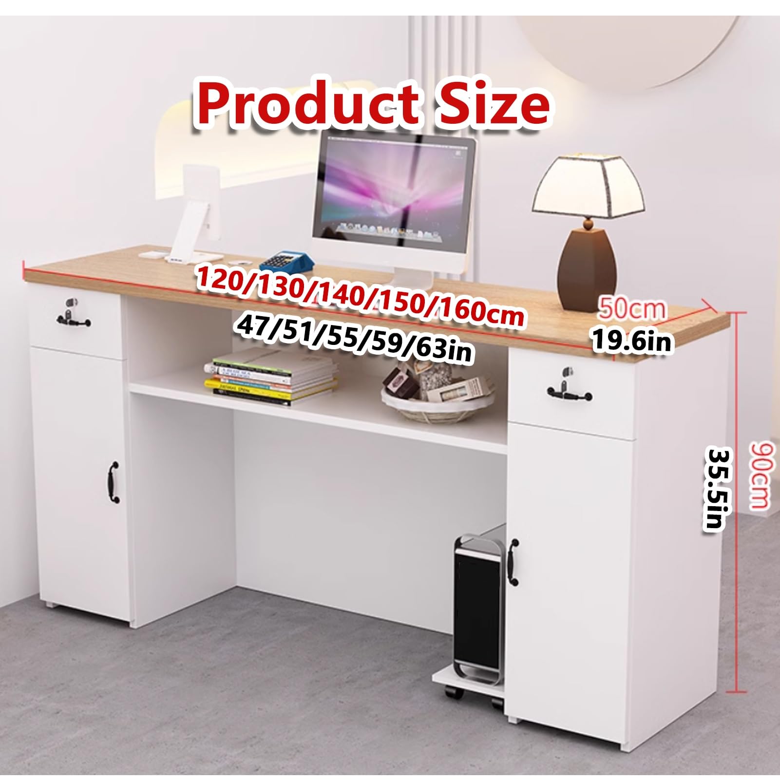 Recept Desk con Ders, Tavolo Cuter Ufficio, Semplice Contatore Recept, Facile Assemblaggio, Armadio Lar Sto, Ideale per Aziende e Aree Recept