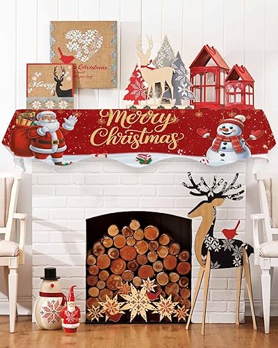Miniatura 3 de Bufanda roja para chimenea de Navidad, Papá Noel, muñeco de nieve, decoración de mantel de Navidad para chimenea, regalos de Navidad, copo de nieve,