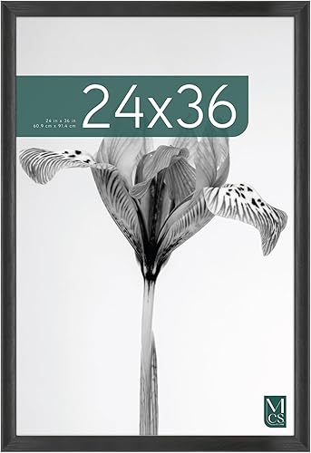 MCS Studio Gallery Marco clásico para póster de 24 x 36 pulgadas, imitación de veta de madera de color negro, colgar en horizontal o vertical,
