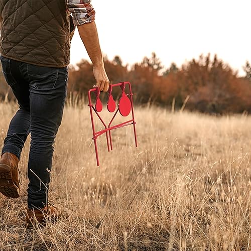 Miniatura 4 de Objetivo giratorio manos libres Air Strike Pellet Shooting Target clasificado para rimfire .22, color de acero de aleación duradero  rojo