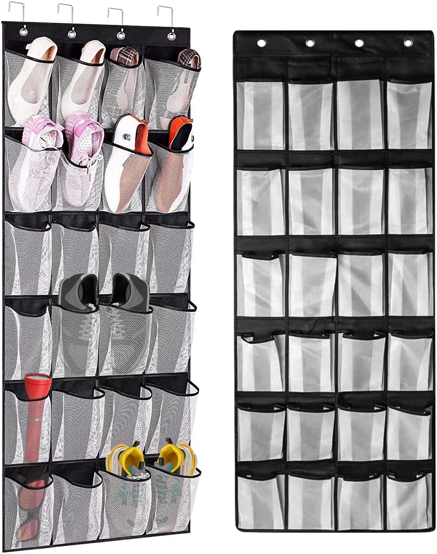 OZYAN Over Door Shoe Storage 24 Large Mesh Pockets Shoe with 4
