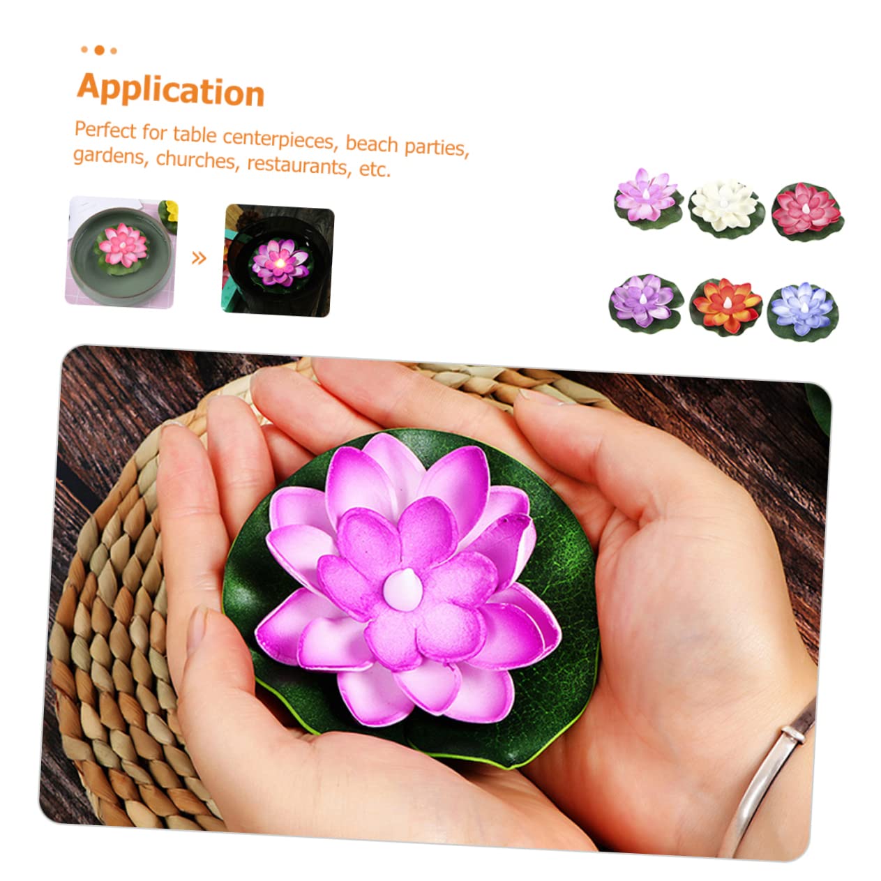 7 Sätze Lotus Schwimmende Wasserlampe Solar Wasserbrunnen Teichbelüfter Pool Skimmer Netz Brunnen Teiche Solar Teichbrunnen Wasserbrunnen Outdoor Solar Aquarium 6 Stück * 7