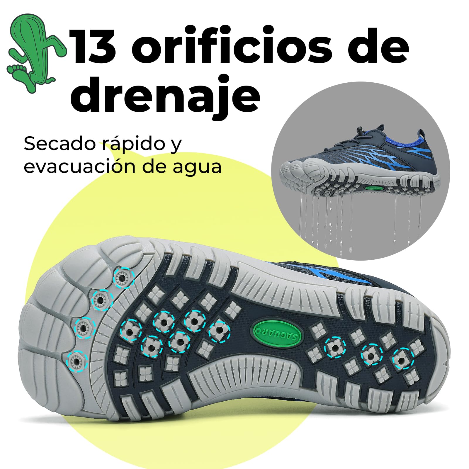 SAGUARO Zapatos descalzos para niños, de secado rápido, transpirables, con puntera ancha, talla 25-35 - 3