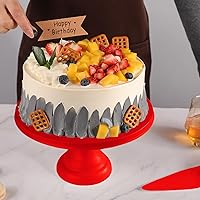 Vista 2 de Soporte redondo para tartas de 9.84 pulgadas con espátula, soporte rojo para cupcakes, fibra de bambú, platos de exhibición de postres