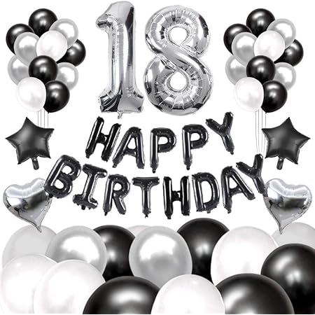 Amazon 68枚 18歳 誕生日 飾り付け セット 数字バルーン 組み合わせ Happy Birthday バナー ブルー シルバー 風船 誕生日 デコレーション 男の子 女の子 飾り付け 風船 バルーン おもちゃ