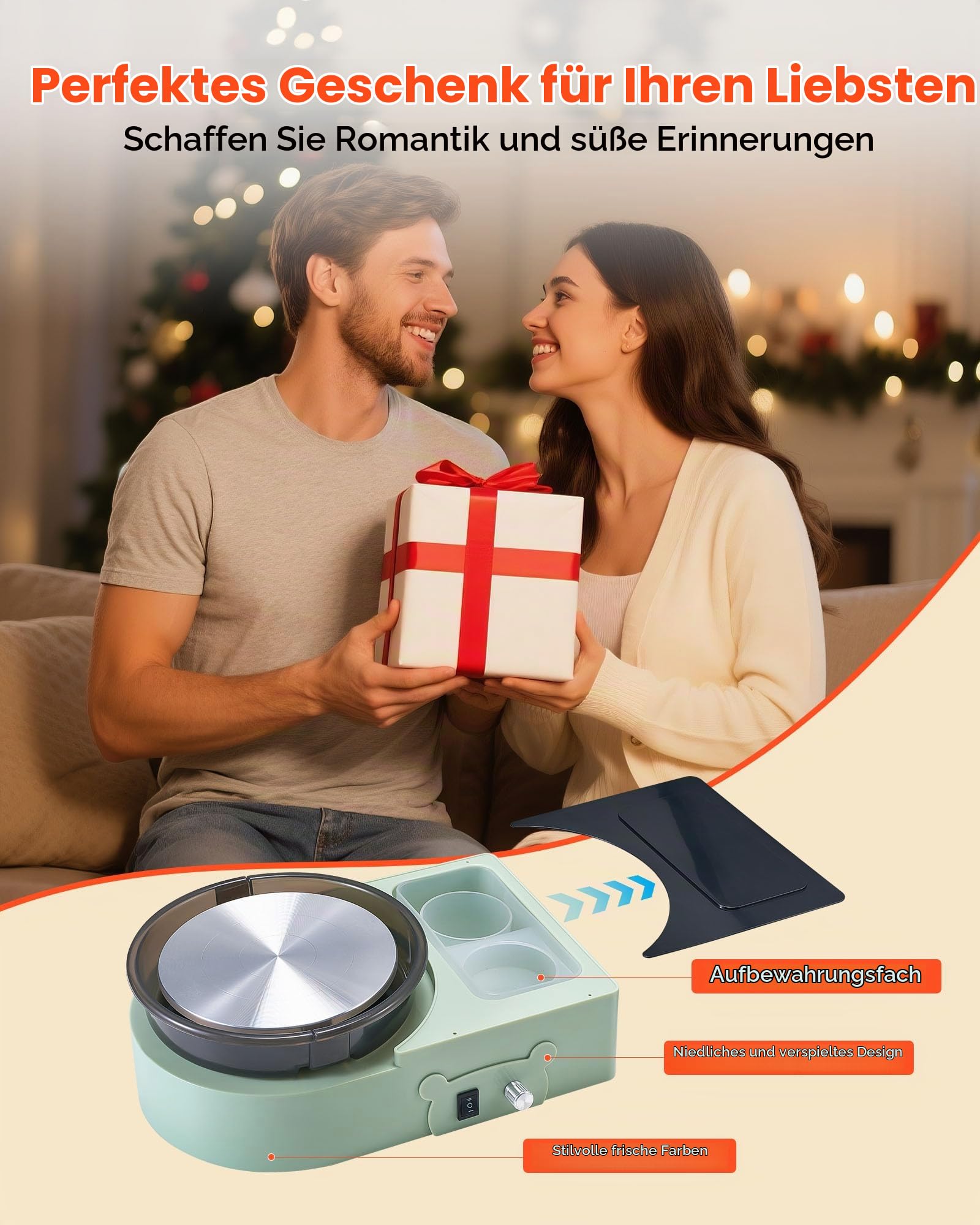 VEVOR Mini Töpferscheibe Maschine 158 mm Drehteller mit einstellbarer Rotationsgeschwindigkeit, elektrische Tonscheibe mit Tonformungswerkzeugen, geeignet für Heimwerken Töpferkurse, Grün