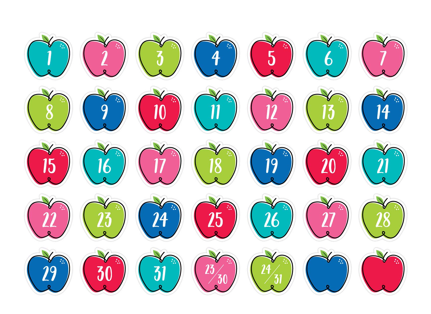 CTP Doodle Apples Calendar Days Classroom Decor Cut-Outs