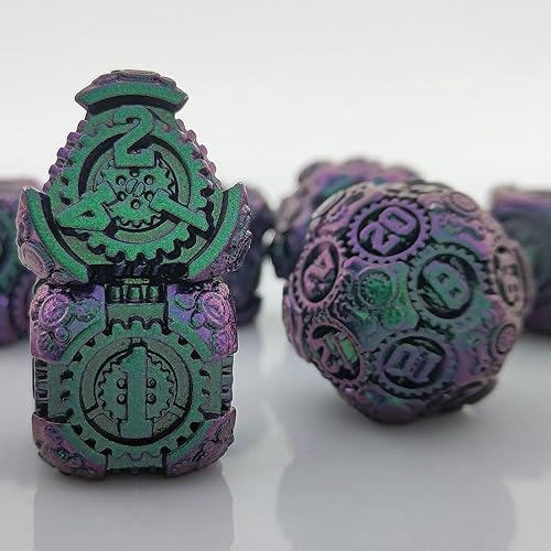 Miniatura 6 de DND - Juego de dados de mazmorras y dragones con caja de regalo y bolsa de dados, dados poliédricos de metal, juego de dados grandes para RPG, MTG,