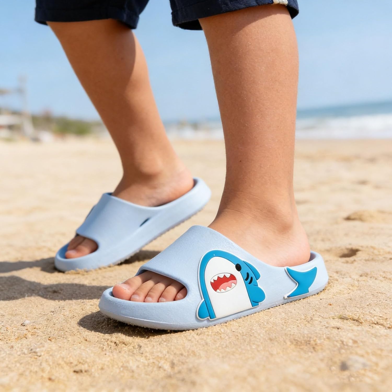 Kids Toddler Boys Girls Slide Funny Animals Shower Slippers Summer Soft Bottom Non Slip Quick Drying Water Shoes