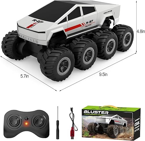 Miniatura 7 de Auto de control remoto anfibio impermeable 116, camión monstruo a control remoto, todo terreno, autos RC rápidos para niñas y niños de 8 a 12 años