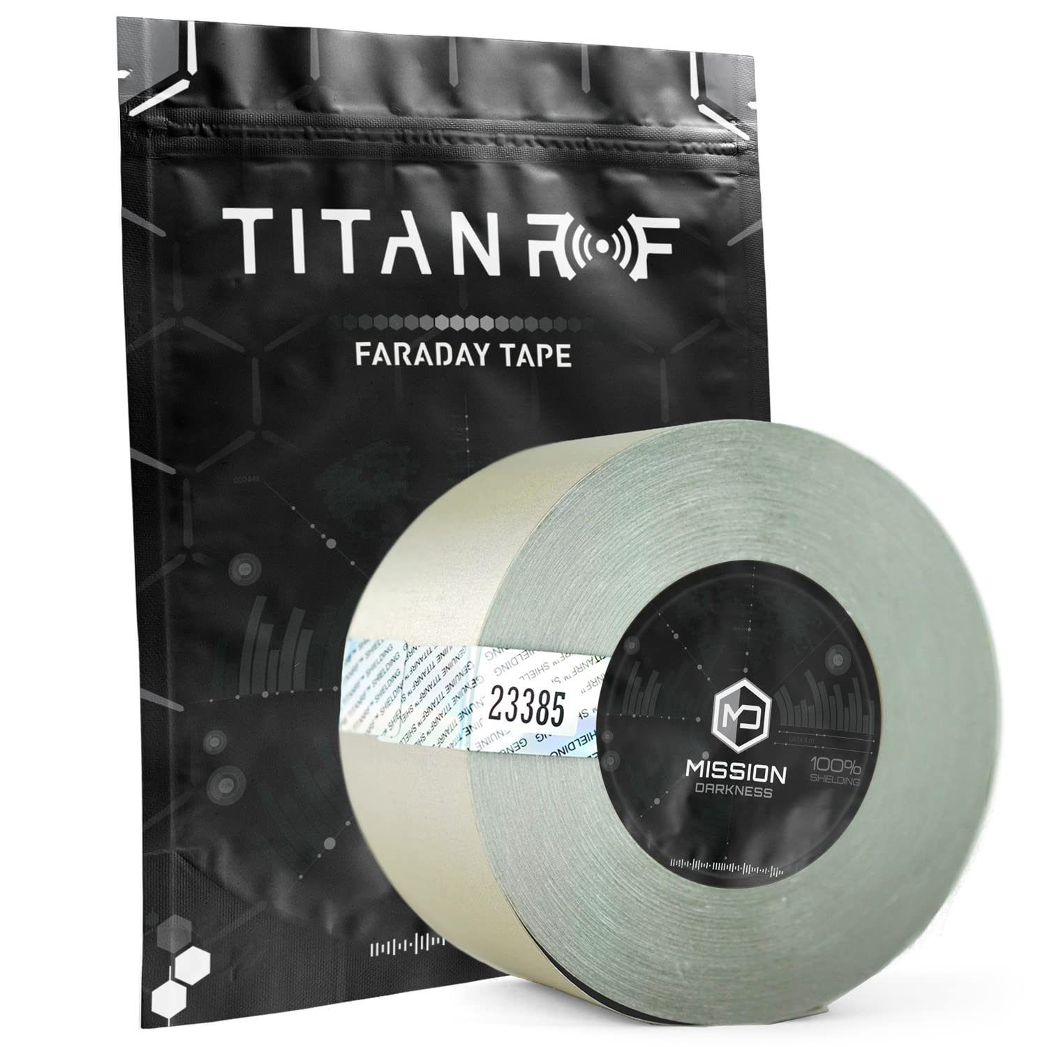 Mission Darkness TitanRF Faraday Tape // 2.5in W x 164ft L (6.35cm x 50m) High-Shielding Conductive Adhesive Tape Roll Used to Connect TitanRF Fabric Sheets or Seal RF Enclosures