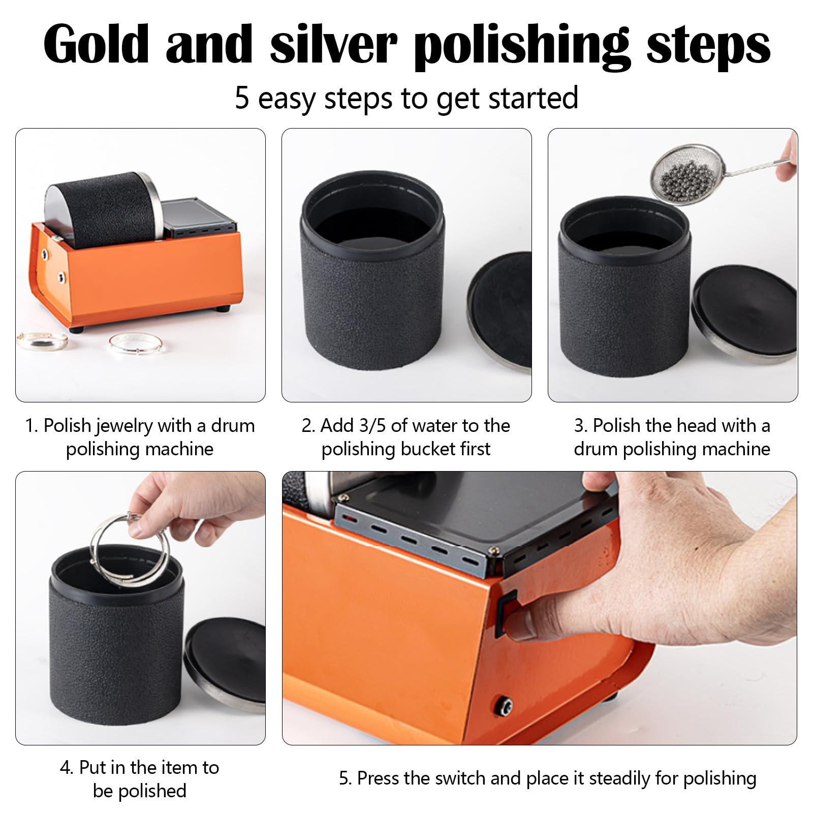 Pulidora Para Máquina Pulidora, Tambor Pulido Joyería Máquina Pulidora Metales Jade Multifuncional Velocidad Rotación Ajustable Pulidora Vaso Giratorio 50W Con Cuentas Pulido Máquina Pulidora Piedra