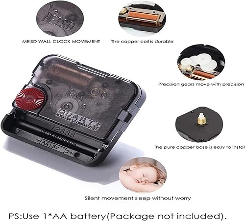 Miniatura 8 de DHAEY Reloj de pared creativo redondo con péndulo, cuarzo silencioso, decorativo, redondo, metal, moderno, 3D, digital, para dormitorio