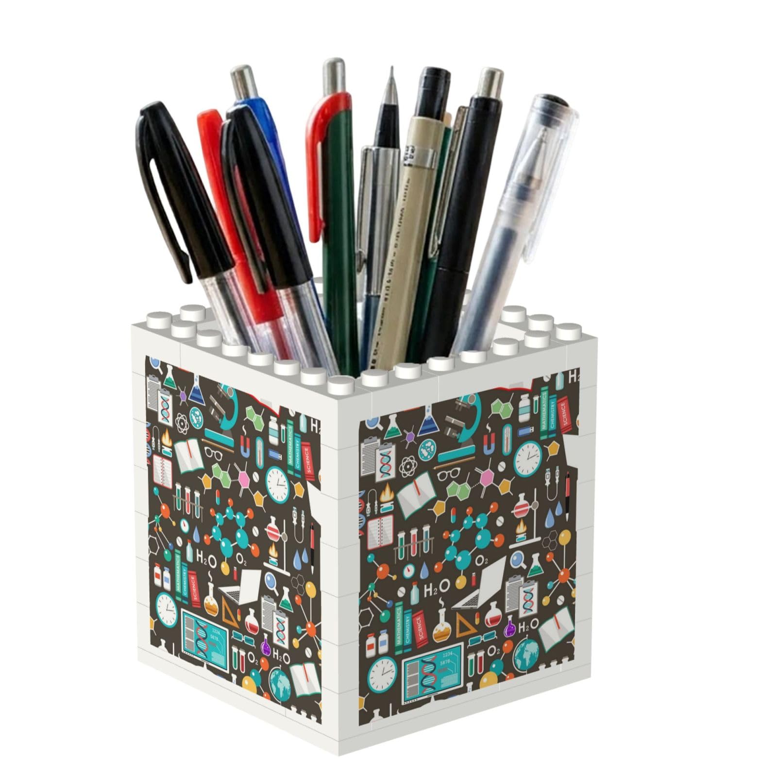 Poadnly Science Chemistry Pattern, Pen Pot Pencil Holder for Office Home School, Compact Desk Organiser for Office Stationery