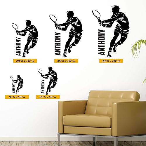 Miniatura 2 de Custom Boys Name Tennis. -0429- Personalized Boys Tennis Wall Decal - Tennis Theme Wall Decal - Backhand