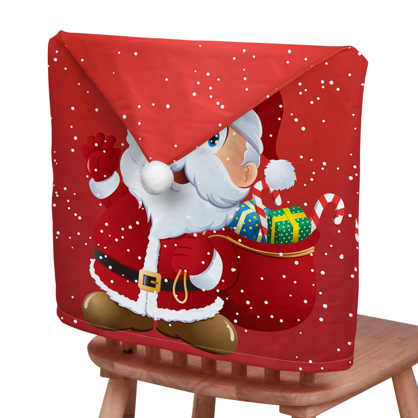 Lukery Patrón Papá Noel Fundas Navideñas para Sillas, 2 4 6 8 Piezas Gorro Navideño para Silla Funda de Silla Navidad Fundas para Silla de Navidad (Feliz año Nuevo,8 Piezas)